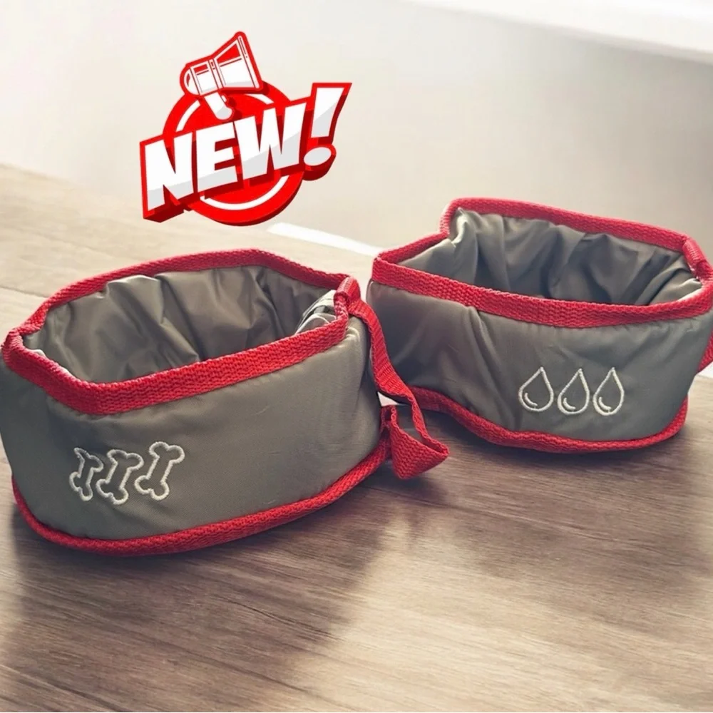 🆕 2 PCS Collapsible Portable Travel Pet Bowls Food & Water Bowls for Dogs Cat